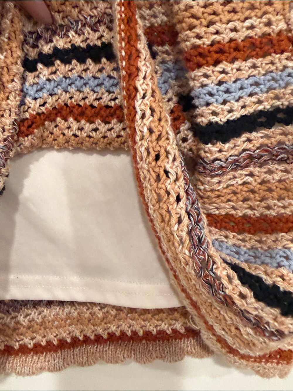 Jessica Simpson Crochet Striped Tank Top Boho Size Large - Picture 3 of 6
